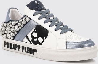 Philipp Plein Sneakers basse in pelle con stampa Skull e cristalli