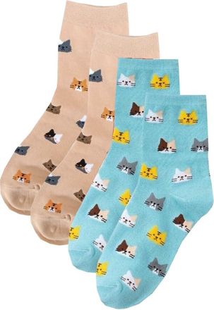 Generic Womens 2 Pairs Cat Novelty Trainer Socks One Size UK 4-7 EU 36-40