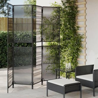 vidaXL Biombo De 4 Paneles Rat&aacute;n Sint&eacute;tico Negro Vidaxl