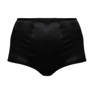 Dolce & Gabbana Braguita de Seda de Tiro Alto - Underwear - Mujer - Negro - 2XL