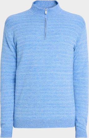 Peter Millar Men & apos;s Saratoga Stripe Quarter-Zip Sweater