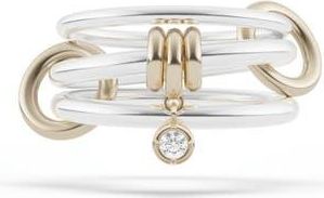 Spinelli Kilcollin Piera Sterling Silver, 18K Gold & Diamond Two-Tone Link Ring at Nordstrom, Size 7