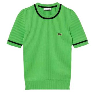 Lacoste Dames/Dames 3D Naadloos Ribgebreid Sweatshirt met Korte Mouwen (Groen)