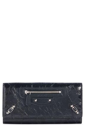Balenciaga Le City Long Leather Wallet in 1000 Black at Nordstrom