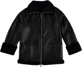 Just things we like Eiko Lambskin Shearling Jacket - Dames - Leren en Su&egrave;de Jassen - Zwart - M - Wol - Jassen