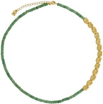Ottoman Hands Waterproof Emerald Beaded Necklace in Gold at Nordstrom