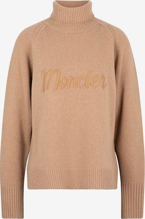 Moncler Rollkragenpullover aus Wolle und Kaschmir mit Raglanärmeln und Logostickerei