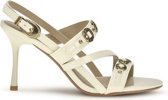 Pinko Beige Kalfsleer Bos Taurus Stiletto Hak Sandalen
