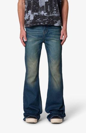 mnml Super Stacked Relaxed Flare Leg Jeans in Blue at Nordstrom, Size 34
