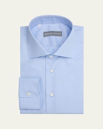 Bergdorf Goodman Mens Cotton Micro-Check Dress Shirt