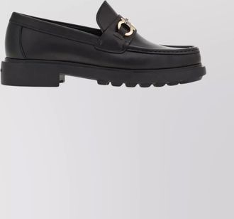 Ferragamo gancini ornament round toe loafers
