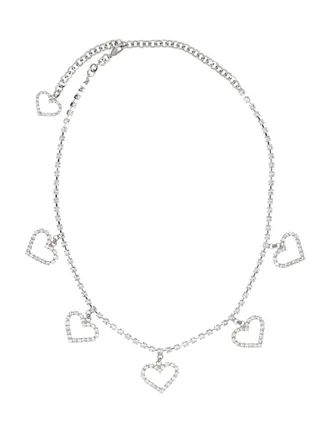 Alessandra Rich Silver Heart Charm Necklace