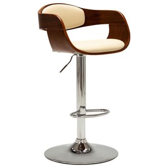 vidaXL Vidaxl - Taburete De Cocina De Madera Curvada Y Cuero Sint&eacute;tico Crema