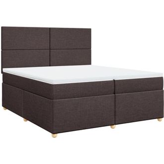 vidaXL Vidaxl - Cama Box Spring Con Colch&oacute;n Tela Marr&oacute;n Oscuro 200x200 Cm