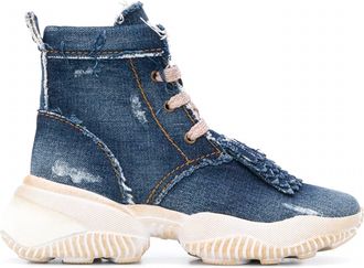 Hogan Womens Interaction Denim High-Top Sneakers Boots In Blue