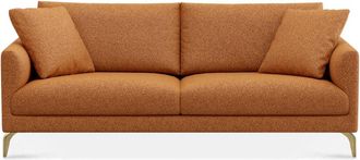 Castlery Lena Sofa Customized, Performance Boucle, Rust, Brass Legs, Spill Resistant, Removable Covers for Sofas
