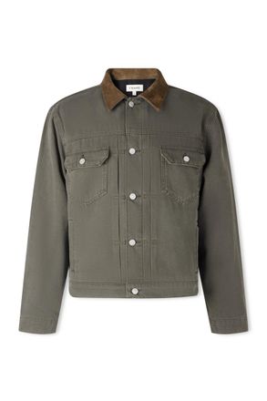 Frame Denim Suede-Trimmed Cotton-Canvas Trucker Jacket