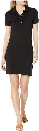 Lacoste Short Sleeve Slim Fit Stretch Pique Polo Dress Womens Dress Black : 10 (EUR 42), Cotton/Elastane/Pique