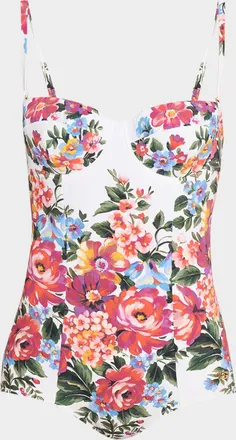 Dolce & Gabbana Floral Balconette One-Piece Swimsuit