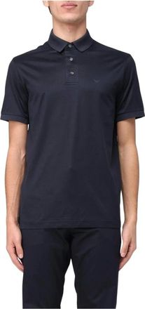 Emporio Armani Tops, Heren, Blauw, S, Polo Shirt met Korte Mouwen