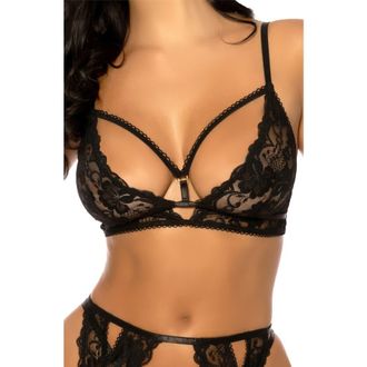 Oh l&agrave; l&agrave; Ch&eacute;ri Aphrodite Strappy Lace Bra in Black at Nordstrom Rack, Size Large/x-Large