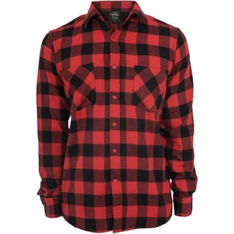 Urban Classics Heren geruit Flannel Shirt (Zwart/Rood)