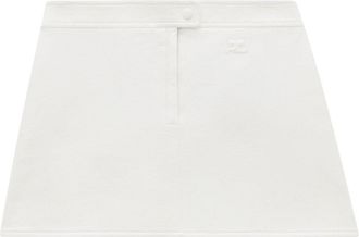 Courrèges Re-edition logo-patch mini skirt - women - Cotton/Polyurethane/Spandex/Elastane - 44 - White