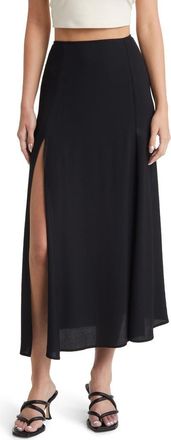 Reformation Zoe Side Slit Midi Skirt in Black at Nordstrom Rack, Size 6