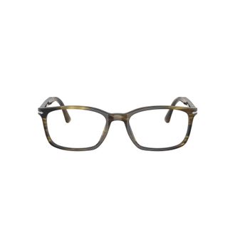 Persol 0po3189v Rectangular Tortoiseshell Eyeglasses with Silver Accent