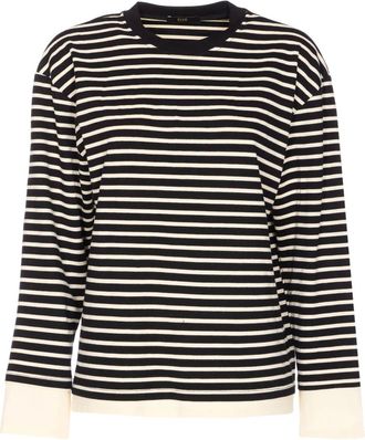 Eleh striped-pattern crew-neck sweatshirt - women - Polyester/Cotton - 40 - Black