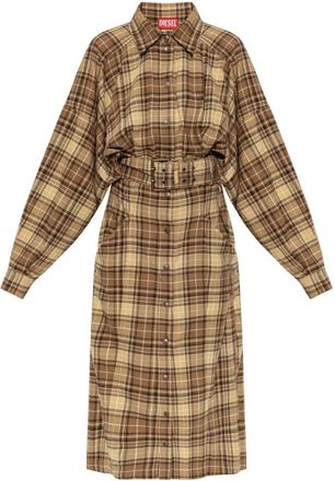 Diesel D-Edalus Jurk - Dames - Shirt Kleedjes - Bruin - S - Katoen - Kleedjes