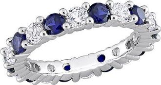 Rina Limor Silver 3.50 Ct. Tw. Lab-Grown Created Blue Sapphire, Created White Sapphire Eternity Ring