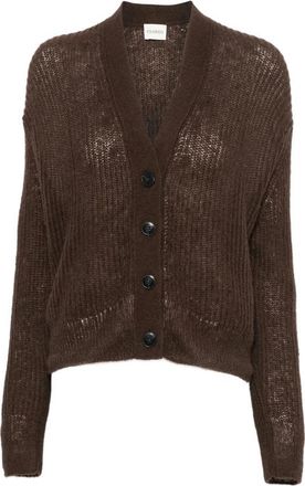 Closed Ribbed-knit V-neck Cardigan