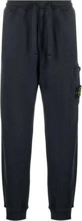 Stone Island Pantalon de jogging &agrave; patch logo - Heren - Sweatpants - Blauw - S - Katoen - Broeken