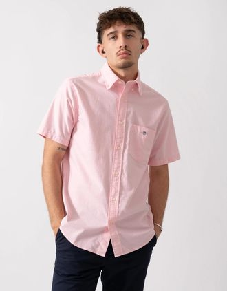 GANT Mens GANT Mens Regular Fit Short Sleeve Oxford Shirt - 666 Washed Pink - Size: 38/Regular