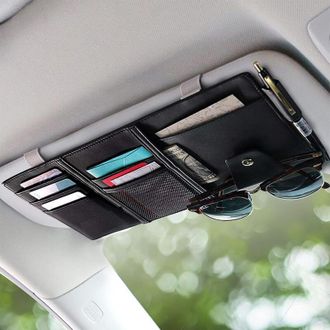 OEM Organizer Per Aletta Parasole Auto - Similpelle - Interni Auto - Tasca Portaoggetti Per Carte Di Credito, Penne, Occhiali Da Sole E Documenti