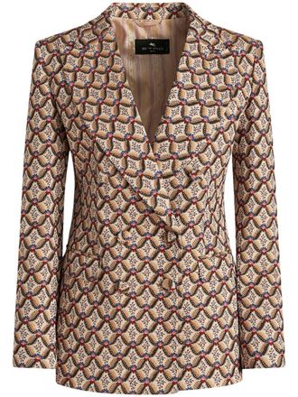 Etro Blazer met bloemenjacquard - Bruin