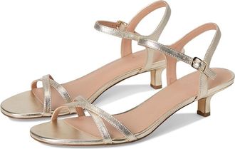 Cole Haan Leni Kitten Heel Strappy Sandals 40mm Womens Sandals Soft Gold Leather : 10.5 B - Medium