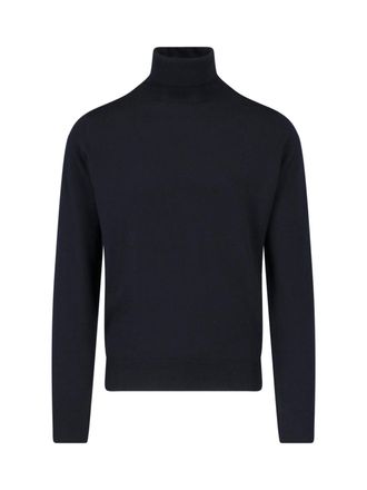 John Smedley Black Merino Wool Turtleneck Sweater