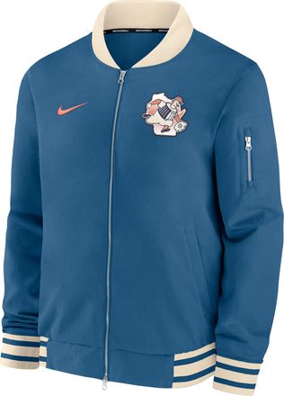 Nike Milwaukee Brewers Authentic Collection City Connect Nike Mens MLB Full-Zip Bomber Jacket in Blue | 02F30HUEMZB-TRY
