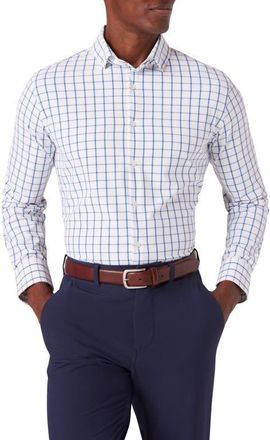 Mizzen+Main Leeward Trim Fit Windowpane Performance Button-Up Shirt in White Navy Windowpane at Nordstrom, Size Xx-Large