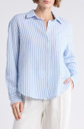 Caslon Relaxed Fit Stripe Long Sleeve Button-Up Shirt in Blue Cornflower Brianne Stripe at Nordstrom Rack, Size X-Small