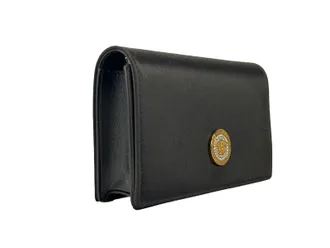 Versace Crossbody Chain Strap Wallet - Black