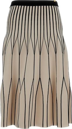 Elisabetta Franchi Beige Midi skirt in stretch knit