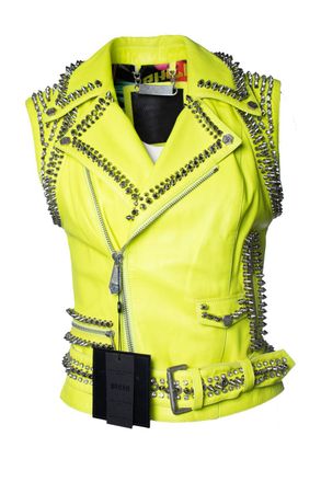 Philipp Plein Philipp Plein, neon yellow leather vest with studs