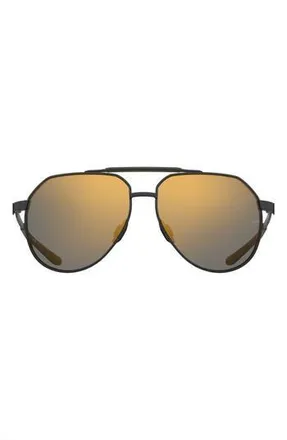 Under Armour Honcho 60mm Aviator Sunglasses in Matte Black Green at Nordstrom Rack
