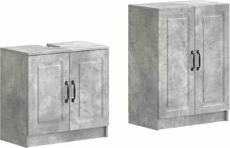 vidaXL Juego De Gabinete De Ba&ntilde;o De 2 Piezas Utrecht Gris Hormig&oacute;n Vidaxl