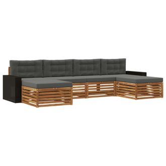 vidaXL Juegos De Sof&aacute;s Con Coj&iacute;n 6 Pcs Madera De Acacia S&oacute;lida Vidaxl