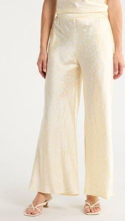 Renee C Polka Dot Satin Wide Leg Pants in Butter at Nordstrom Rack, Size X-Large