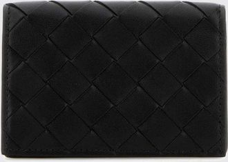 Bottega Veneta Portacarte bifold in pelle di agnello intrecciata con bottone